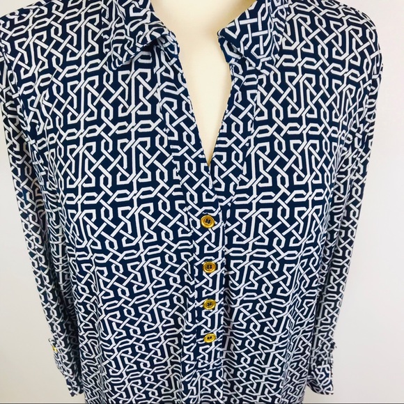 Jones New York Career Navy/White Shirt Dress, Med - Picture 6 of 8